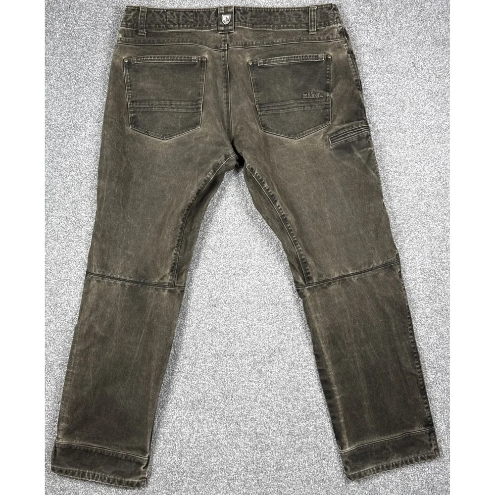KUHL RYDR Vintage Patina Dye Pants Men's 38x32 Brown Outdoor Hiking Canvas